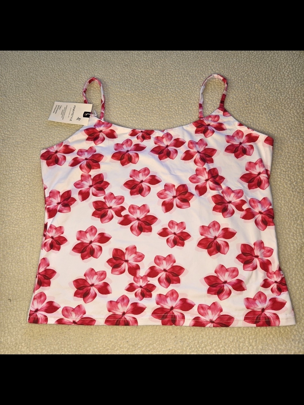 Pinkmstyle Size XL Floral Pink Spaghetti-Strap Cami Top NWT
